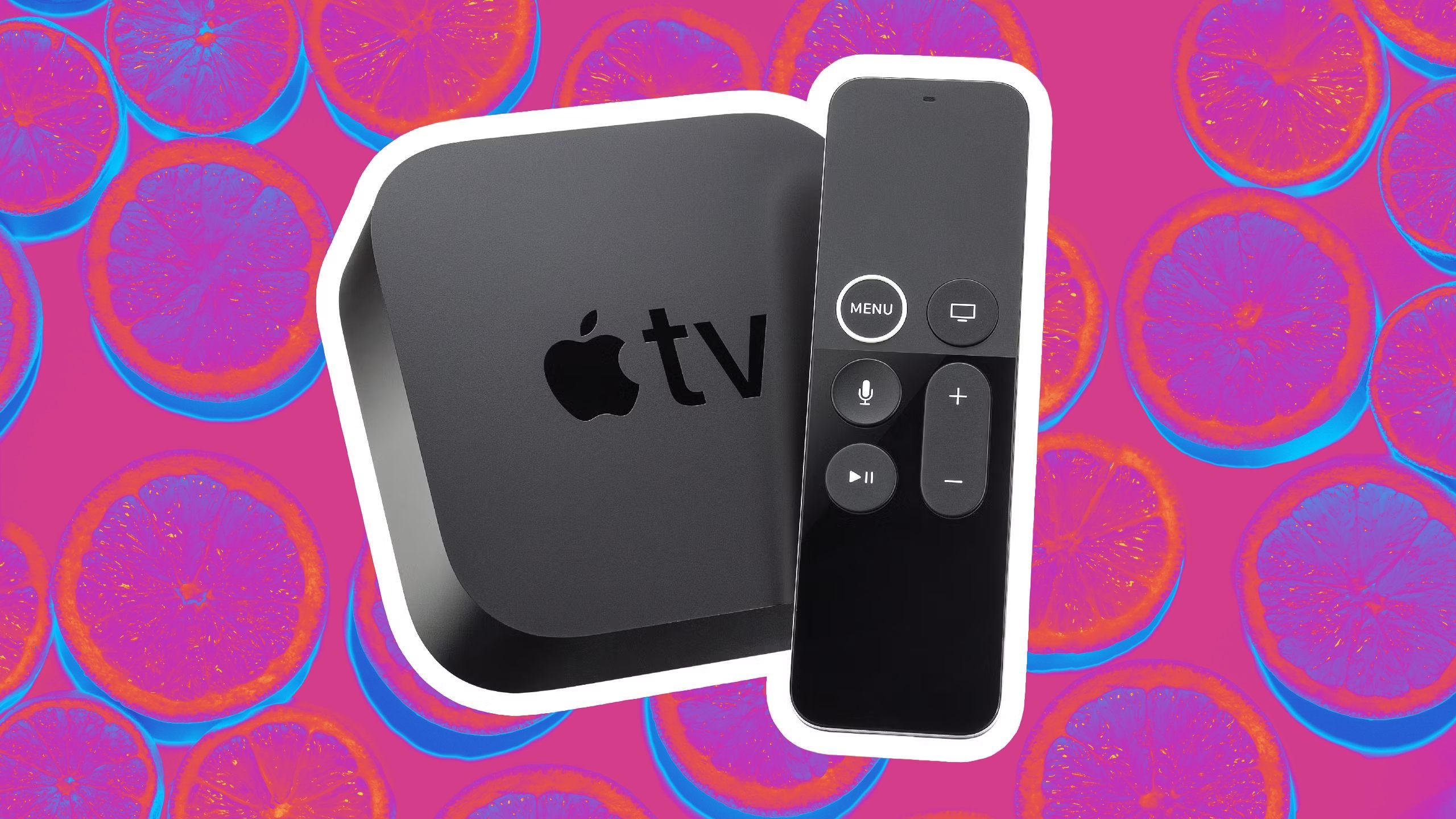 An Apple TV with citrus. 