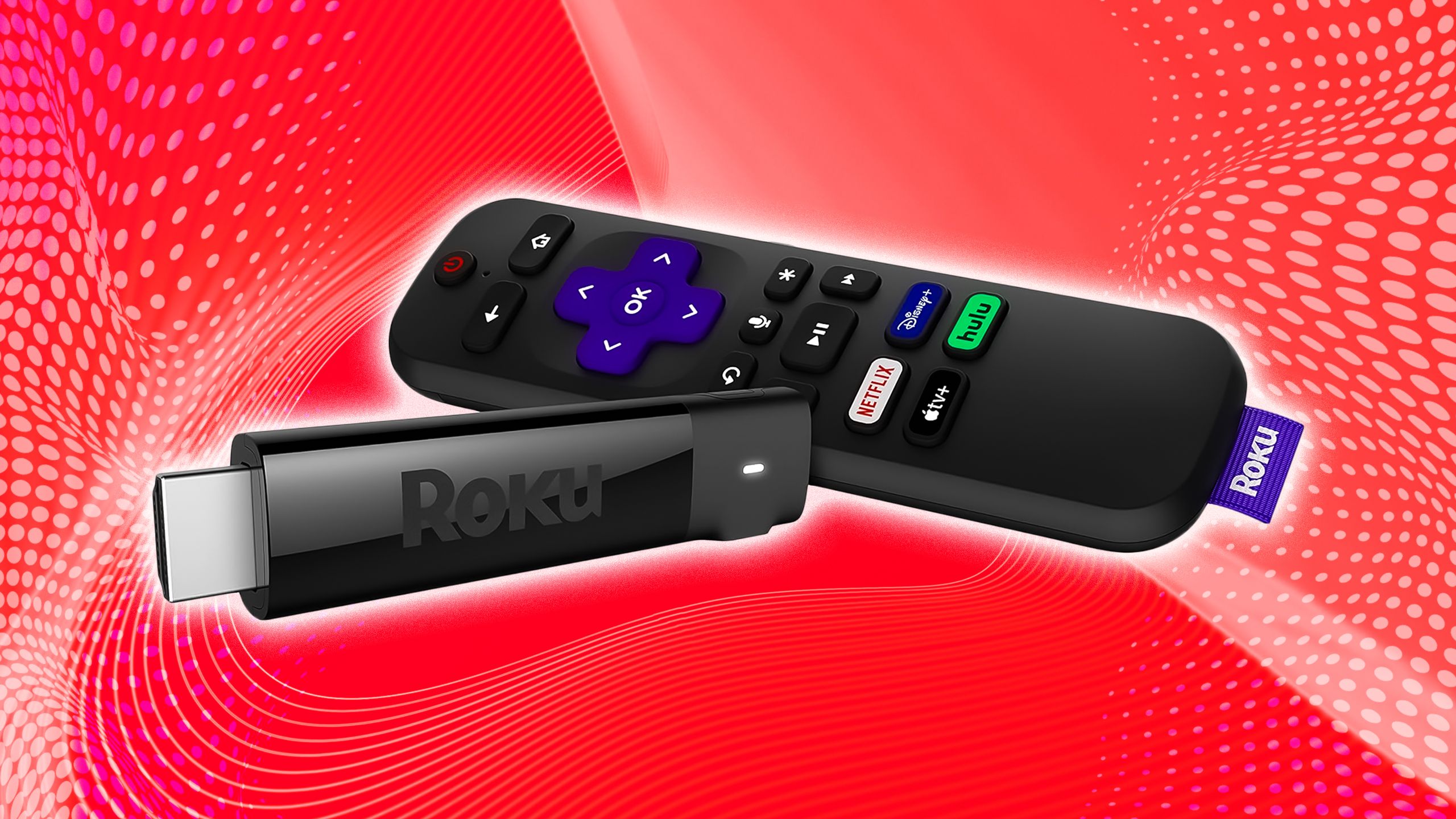 A Roku Stick and Remote.