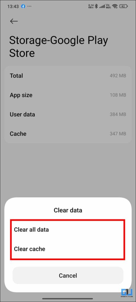 Clear data all