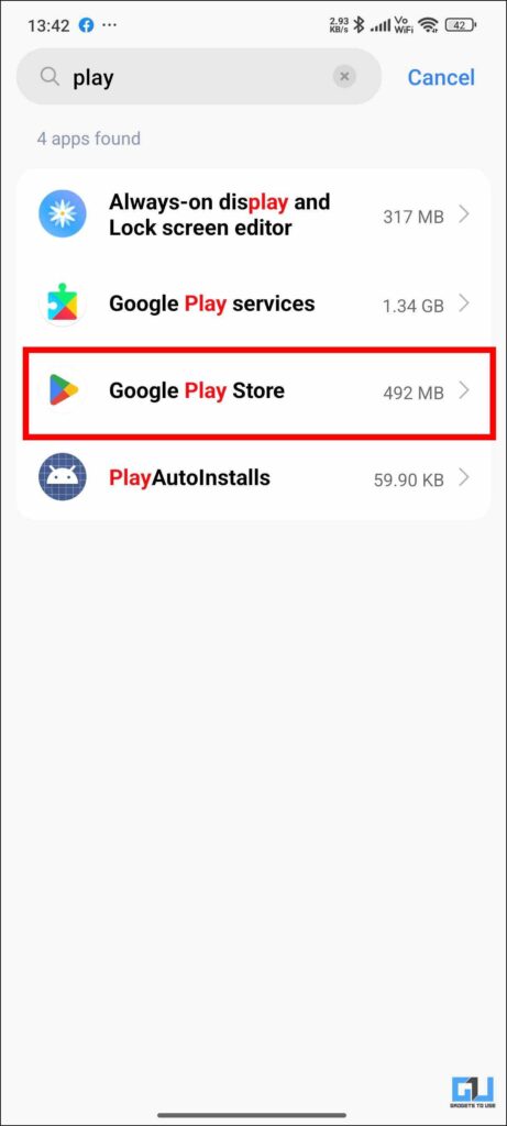 Play Store search