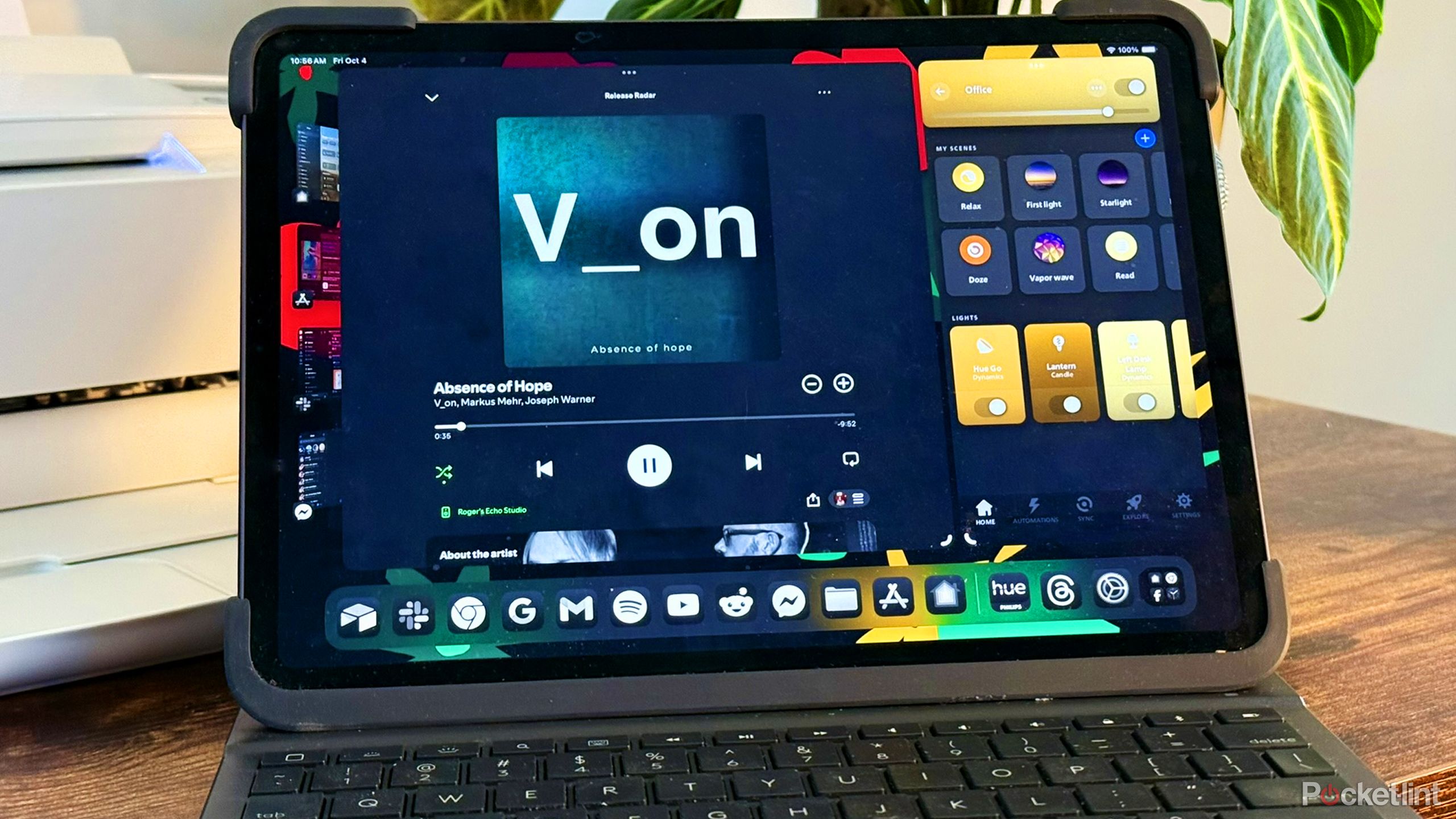 A 2020 11-inch iPad Pro in a Logitech keyboard case.