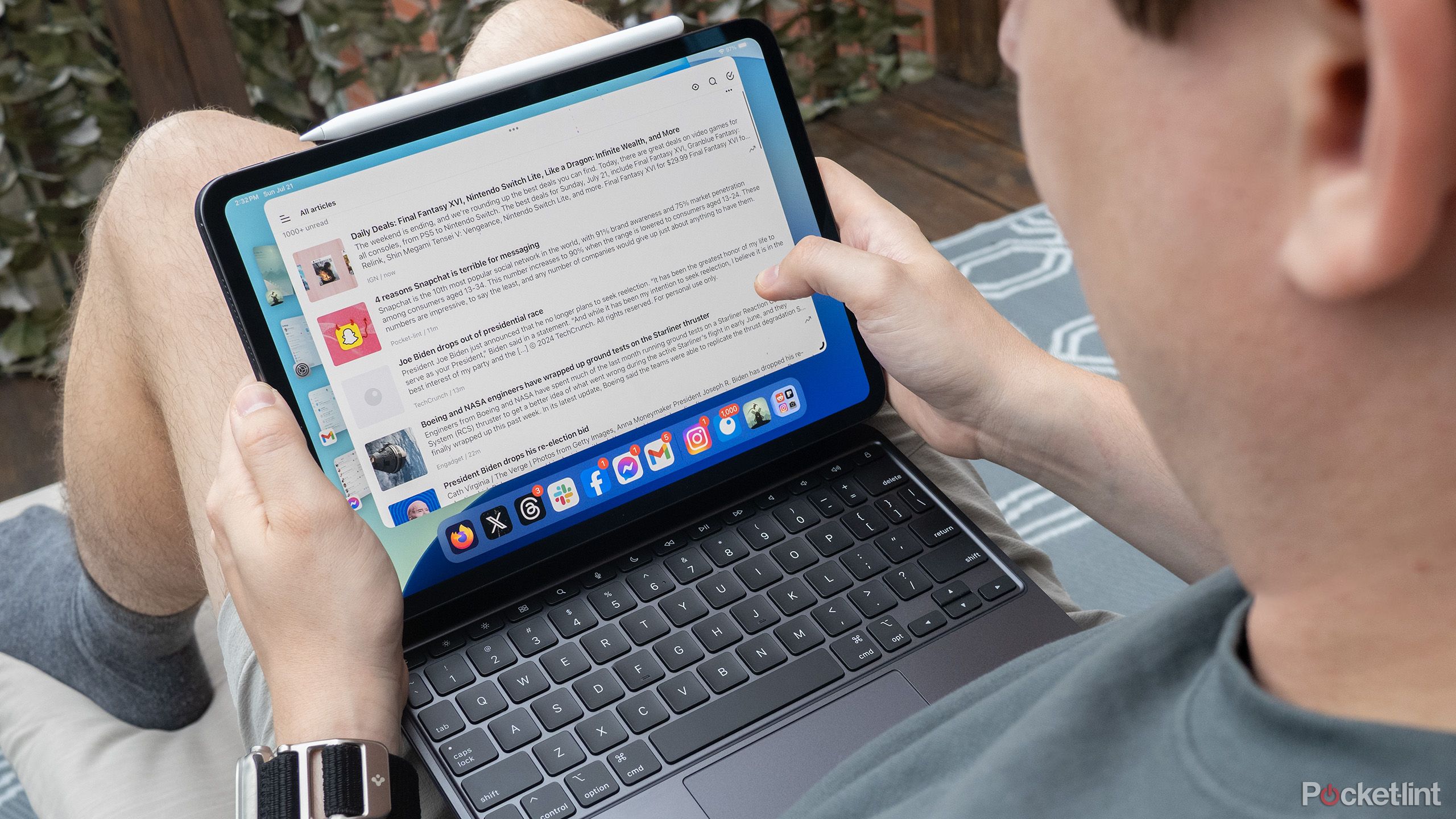 Using the M4 iPad Pro in your lap. 