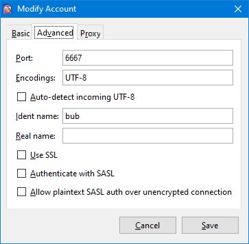Pidgin Config for Chat Server